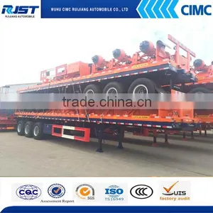 Hot Sale CIMC Brand Three Axle Flat-Bed Trailer For Sale thumbnail-1