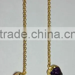 Rough Stone Vermeil 925 Sterling Silver Necklace, Rough GemStone Vermeil Designer Necklace, Fashionable Designer Necklace thumbnail-3