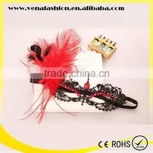 Gothic Model Feather Black Lace Mask, Lace Eye Mask thumbnail-5