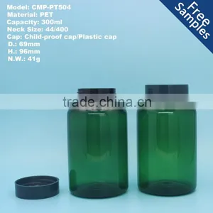Cylindrical PET Pharmaceutical Plastic Packaging Bottle 300ml, 300cc Medicine Pill Capsule Bottle thumbnail-1
