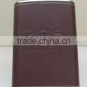 6oz PU Leather Covered Stainless Steel Hip Flask thumbnail-1
