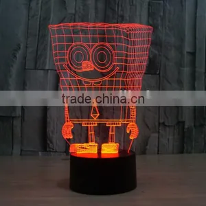 3D Optical Night Light Sponge Baby 7 RGB Light Colors 10 LEDs AA Battery or DC 5V Mixed Lot thumbnail-3