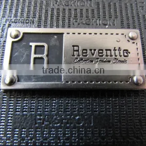 Black Debossed Leather Label With Metal Label For Garment Quality Choice thumbnail-3