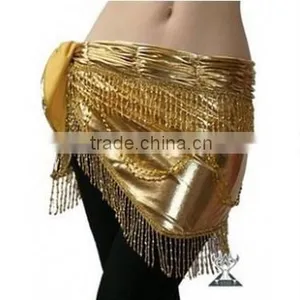 Wuchieal Golden and Silver Beaded and Tassel Belly Dance Hip Scarf QC0441 thumbnail-2