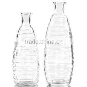 Classical Ribbed Clear Glass Vase thumbnail-1