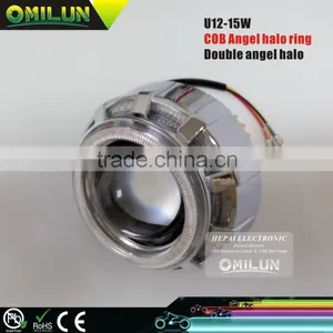 12V 15W Double Angel Eyes Motorcycle Led Projector Lens Headlight thumbnail-1