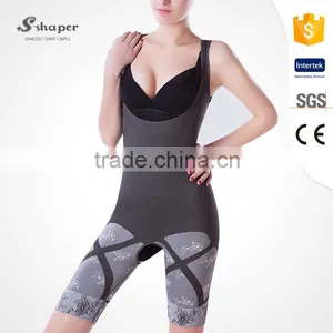 S-SHAPER OEM Service Seamless Bamboo Body Shaper Tourmaline Bodysuit thumbnail-1
