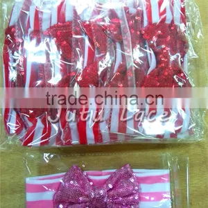 Fancy Sequin Bowkont Headwraps - Wide Cotton Fabric Big Bow Elastic Headband thumbnail-6