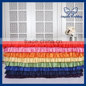 SK002M Wedding Hot Sale Polyester Ruffled Colorful Rainbow Steps in Table Skirting thumbnail-1