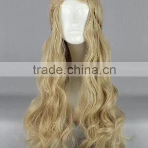 Synthetic Ash Blonde Anime Cosplay Wig Two Braid Long Curly Wig N421 thumbnail-1