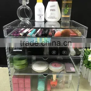 Well-made New Style Equisite Lucite Acrylic Makeup Cosmetic Storage Case With 4 Drawers thumbnail-1