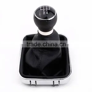 New 5 Speed Gear Shift Knob Gaitor Boot Black PU Leather thumbnail-1