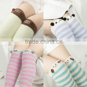 Girl's Fleece Cartoon Animal Thigh Stockings Striped Over Knee Socks Warm thumbnail-6