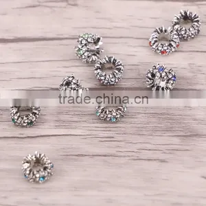 5.0mm Antique Silver European Flower Crystal Big Hole Beads Charms Fits Charm Bracelets Jewelry thumbnail-2