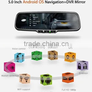 Android Rear View Mirror Quad Core Gps Navigation Bluetooth Touch Screen Rear View Mirror Support 3G thumbnail-1