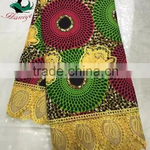 2016 Haniye JFWL-120 African Wax Prints With Lace Fabric Ankara Wax Mix Guipure Lace for Party thumbnail-1