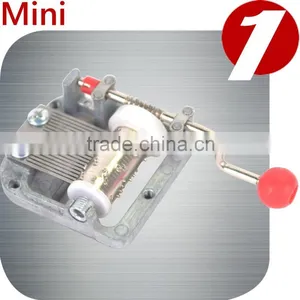 18 Note Mini Hand Crank Musical Box Movement thumbnail-1