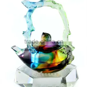 Handmade Pate de Verre Crystal Glass Kettle thumbnail-1
