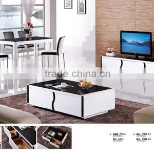 Good Quality High Gloss Black Glass tv Stand, Wide tv Stand thumbnail-2