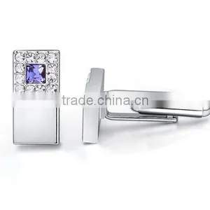 2016 Wholesale Shiny Silver Copper Cuff Links Shirts Mens Square Crystal Cufflink Jewelry thumbnail-4