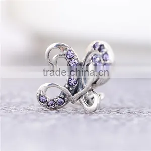 X253 Custom Made Butterfly Charms Wholesale,925 Sterling Silver Micro Pave Charm thumbnail-4