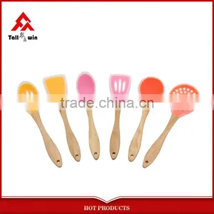 6-pieces Silicone Kitchen Utensils Wooden Kitchen Utensils Silicone Wooden Kitchen Tool Set thumbnail-1