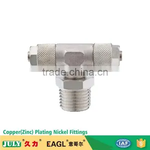JULY Factory Hot Sale Brass Pneumatic Tee Push Lock Tube Fittings thumbnail-1