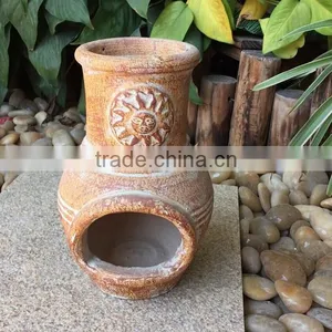 Outdoor Sunset Clay Chimenea in Grey Color thumbnail-3