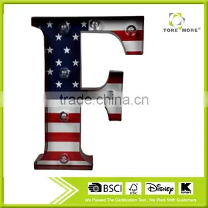 Store More Metal Letter F Marquee Light With American Flag Print thumbnail-1