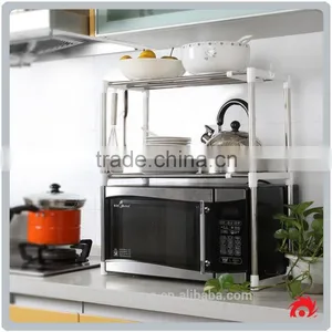 New Multifunction Stainless Steel Tool Kitchen 2 Layers Microwave Oven Organizer Holder Storage Shelf Rack thumbnail-2