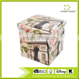 Square Fashional PVC Non Woven Durable Storage Ottoman thumbnail-1