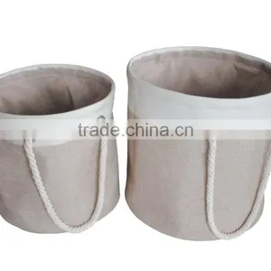 Household Round Foldable Polyester Laundry Basket With Handles thumbnail-1