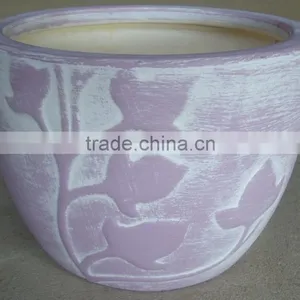 Indoor Wash Vase - Indoor Pottery With Round Rim and Pattern Outside thumbnail-1