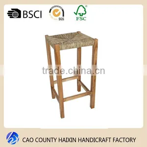 Vintage Rush Seat Solid Wooden Bar Stools thumbnail-1