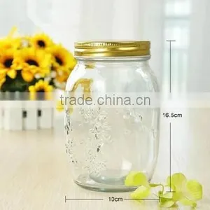 300ML/500ML/1L Bluk Clear Wholesale Glass Jars With Screw Slink Lid for Jam Honey for Kitchenware thumbnail-2