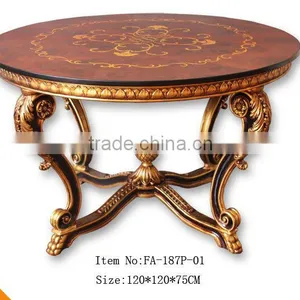 FA-187P-01 Four Leg Classical Glass Top Round Center Table thumbnail-2