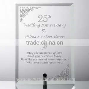 Etched Glass 25th Wedding Anniversary Plate thumbnail-1