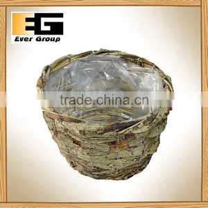 Outdoor Round Natural Rattan Gardening Flowerpot thumbnail-1
