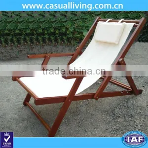 Folding 4-adjustable Wooden Chair Wood Beach Chair thumbnail-1
