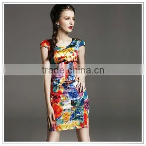 2014 High Quality Fashion Design Personalized Digital Printed Fashion Dress thumbnail-1