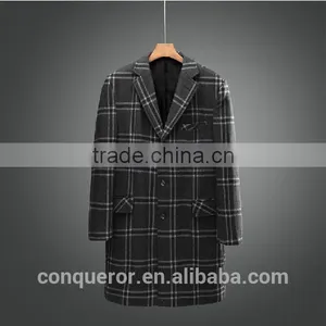 Grid Wool Winter Coat . Men Overcoat BCL006 thumbnail-4