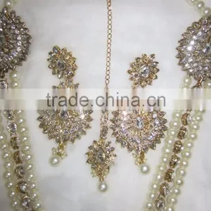 PEARL Gold Plated Necklace EARRING Set thumbnail-4