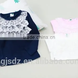 Lace Decorated Sweater for Girls Round-neck Kids Sweater Wool Design Sweater for Child Girls thumbnail-2