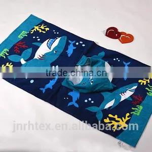 Trade Assurance Ring Spun Cotton Screen Printing Terry Cloth Poncho Hooded Beach Towel thumbnail-3