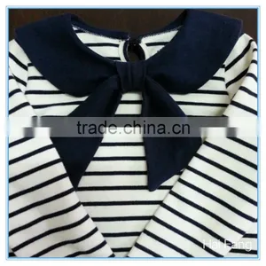 OEM Custom Children Girls Long Sleeve T Shirt, Cotton Bowknot Round Collar T Shirt, Stripe T Shirt thumbnail-6