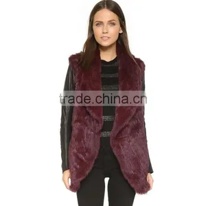 Myfur Factory Direct Wholesale Price Rabbit Fur Knitted Waist Coat Rabbit Fur Coats Girls thumbnail-1