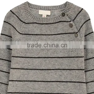 Black and Grey Stripes Mixed Knit Wool and Cashmere Baby Winter Romper thumbnail-3