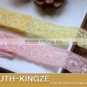 Pretty Yellow / Pink Floral Elastic Lace Ribbon DIY Garter Wedding Bridal Handband Lace Ribbon thumbnail-2