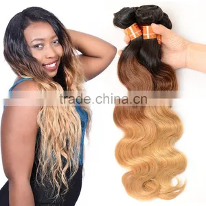 China Wholesale Price 100% Human Ombre Hair Braiding Hair,1B/4/27 3 Tone Color Ombre Hair thumbnail-1