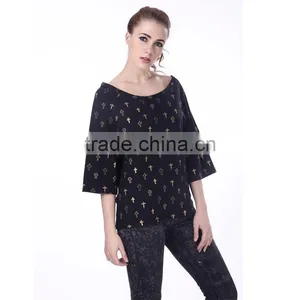 Attractive Fashion Hotsell Black Short Sleeve t Shirt for Women thumbnail-5